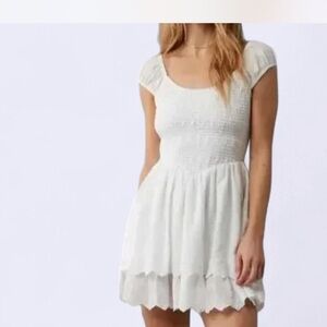 American Eagle Outfitters White Cap Sleeve Mini Dress